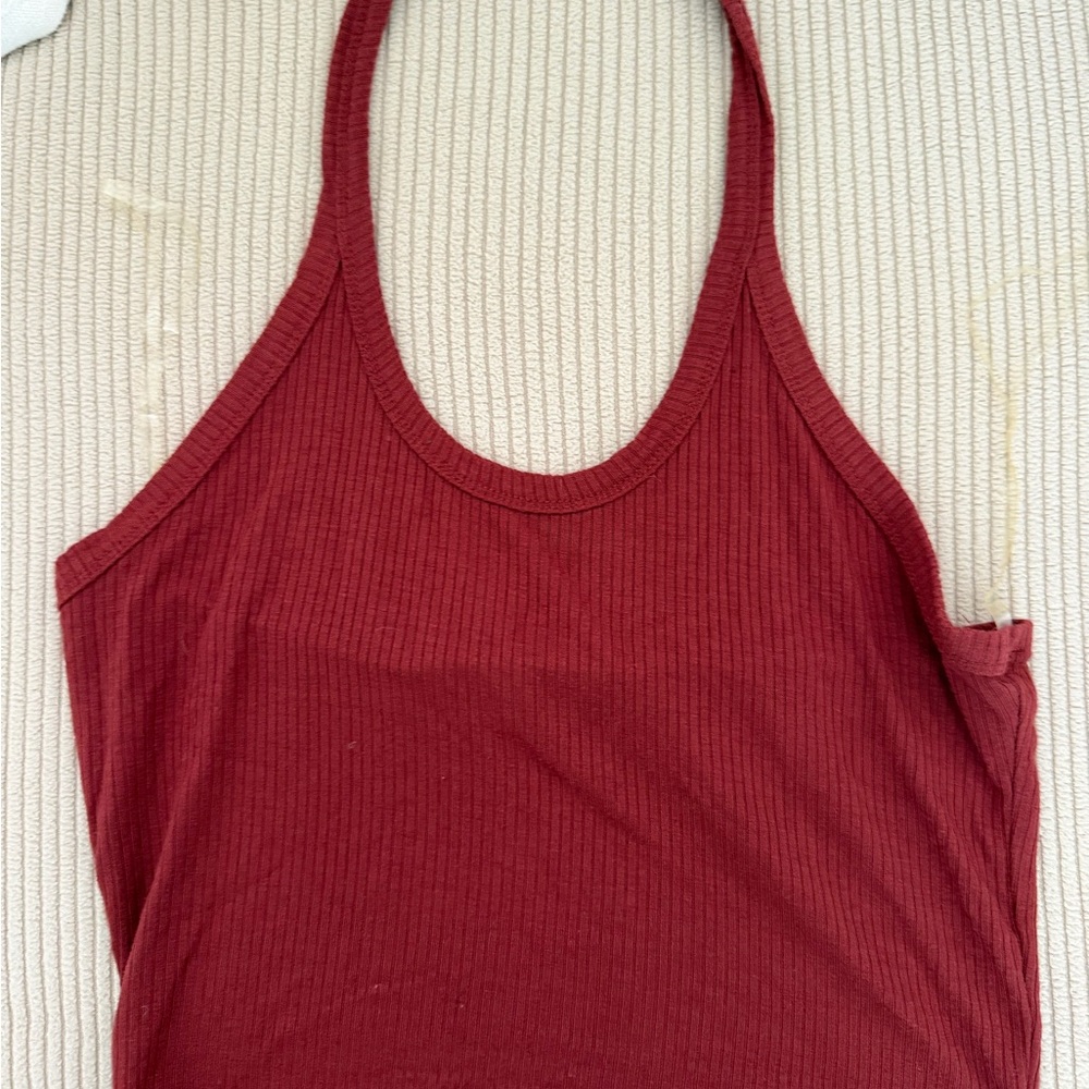 Bozzolo Burgundy Ribbed Tank Top